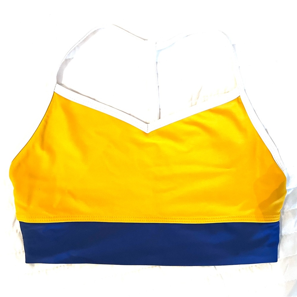 Five the Label Mustard Yellow and Blue Colorblock Sports Bra
